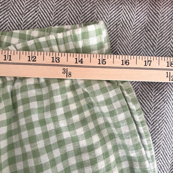 American Eagle 2 Piece Crop Top Flowy Pants Large Green Lined Gingham Hippie - Picture 12 of 16